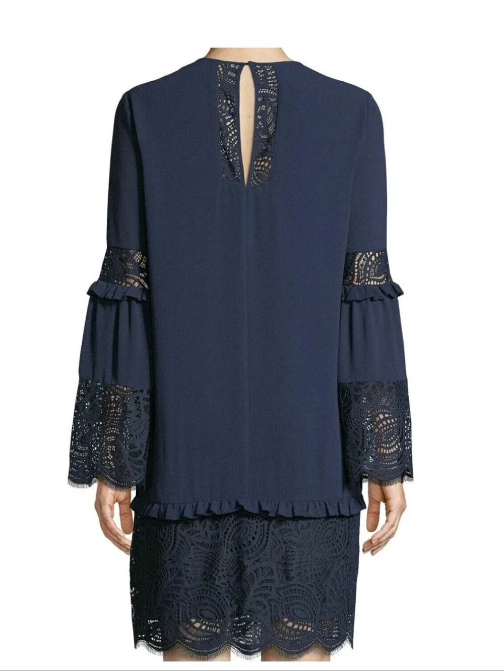 Micheal Kors Women's Navy Lace-Trim Shift Dress Size Small (Free Shipping 🚚✨️)